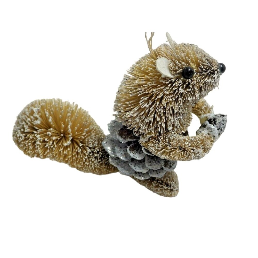 Bottlebrush Pine Cone Squirrel Figurine Winter Ornament Wildlife Cabin Lodge